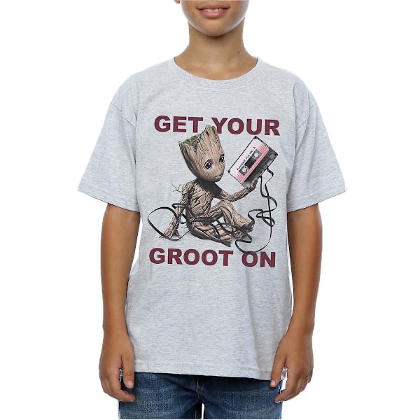 Guardians Of The Galaxy Boys Get Your Groot On Heather T-Shirt Grey 12-13 Years