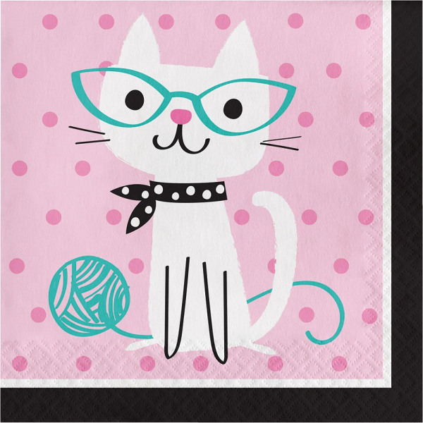Creative Party Cat engångsservetter (paket med 16) One Size Pin Pink/White/Black One Size
