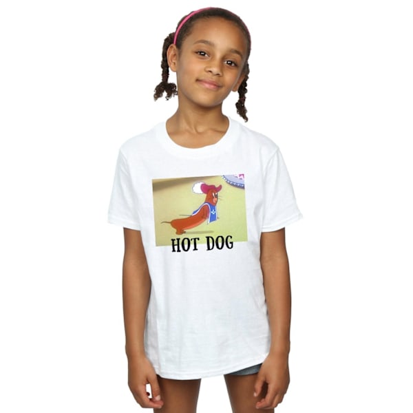 Tom And Jerry Girls Hot Dog Bomull T-shirt 9-11 År Vit White 9-11 Years