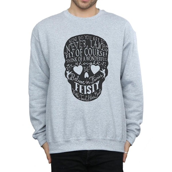 Disney Mens Tinker Bell Skull Sweatshirt M Sports Grey Sports Grey M
