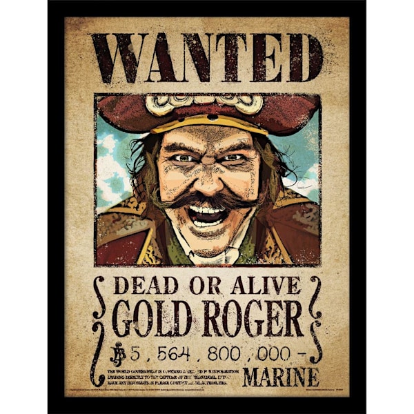 One Piece Live Action Gold Roger Wanted Poster Inramad Poster 40 Brown/Black/Maroon 40cm x 30cm