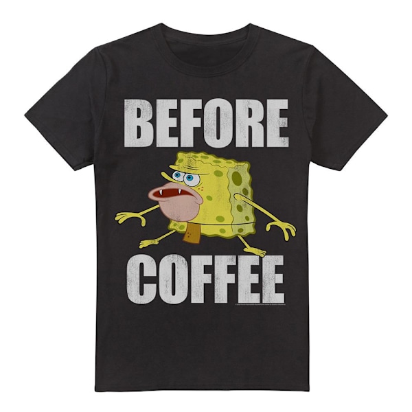 SvampBob Fyrkant Herr Before Coffee Meme T-Shirt S Svart Black S