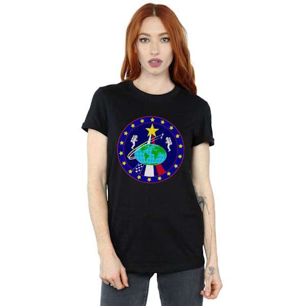 NASA Dam/Damer Classic Globe Astronauts Bomull Boyfriend T-Shirt Black XXL