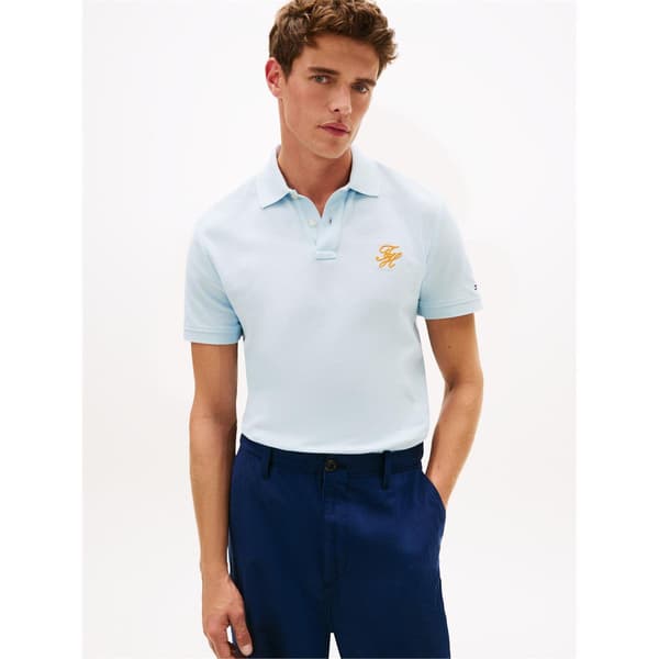 Tommy Hilfiger Pikétröja för män L Blå Blue L