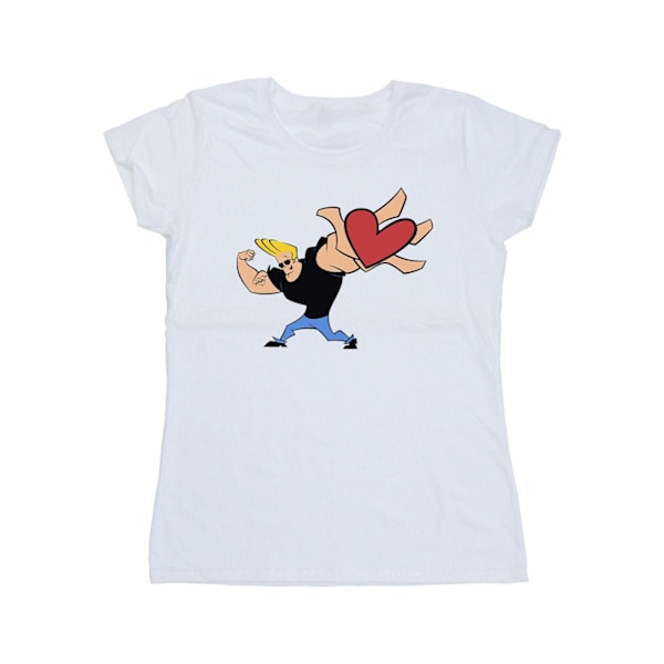 Johnny Bravo Dam/Kvinnor Hjärta Present Bomull T-shirt L Vit White L