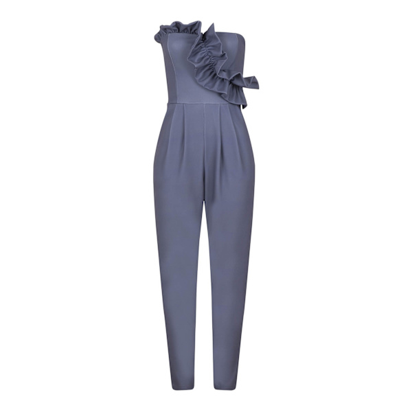 Girls On Film Dam/Dam Halcyon Volang Bandeau Jumpsuit 14 UK Grey 14 UK