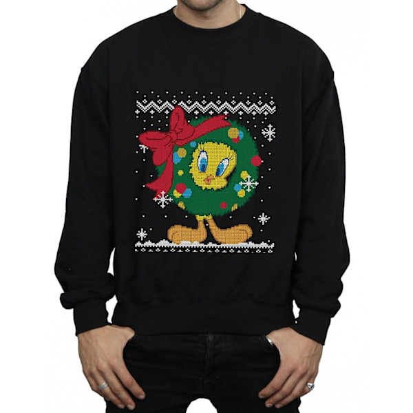 Looney Tunes Tweety Pie Jul Fair Isle Sweatshirt 3XL för män Black 3XL