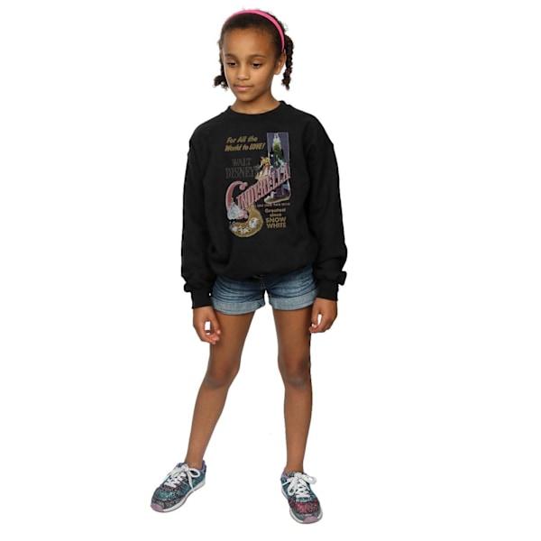 Disney Princess Girls Cinderella Retro Poster Sweatshirt 12-13 Black 12-13 Years