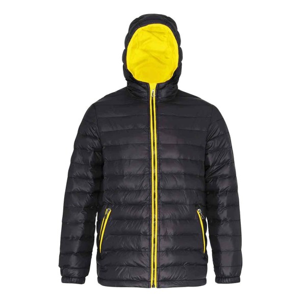 2786 Herr huva vatten- och vindavvisande vadderad jacka XS Svart/ Black/Bright Yellow XS