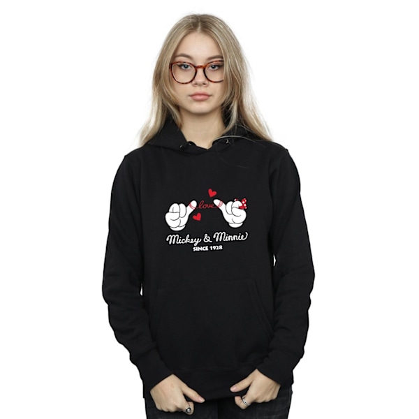 Disney Dam/Kvinnor Mickey Mouse Love Hands Hoodie L Svart Black L