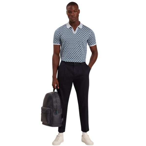 Ted Baker Herr Geometrisk Jacquard Kragad Pikétröja L Mörkblå Dark Blue L