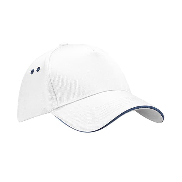 Beechfield 5 Panel Sandwich Peak Baseball Cap One Size Svart/Br Black/Bright Royal Blue One Size