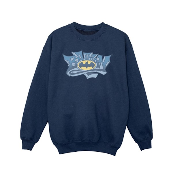 DC Comics Girls Batman Graffiti Logo Sweatshirt 12-13 år Marinblå Navy Blue 12-13 Years