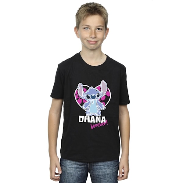 Disney Boys Lilo And Stitch Ohana Forever Heart T-Shirt 12-13 Y Black 12-13 Years