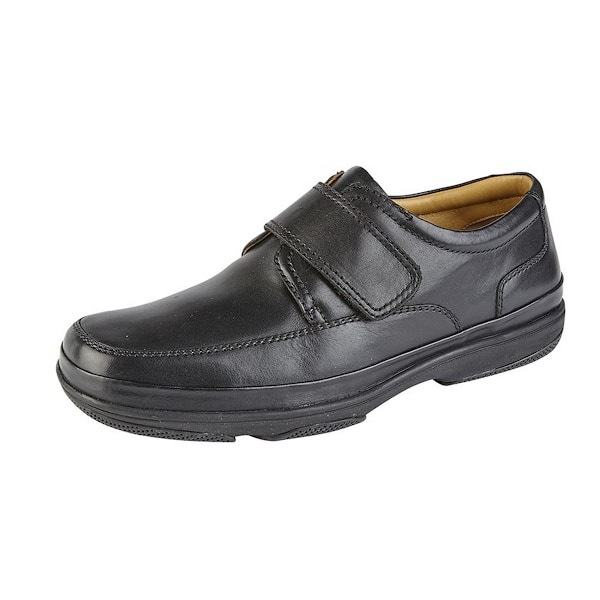 Roamers herr läder bred passform touch fäste casual skor 9 UK Black 9 UK