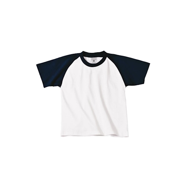 B&C Barn Pojkar Kortärmad Baseball T-Shirt 3-4 År Vit White/Navy 3-4 Years