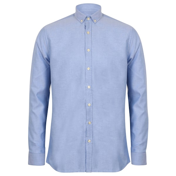 Henbury Herr Modern Långärmad Oxford Skjorta SR Blå Blue SR