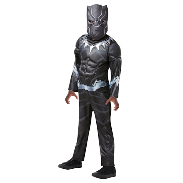 Black Panther Boys Deluxe Kostym S Svart/Silver Black/Silver S