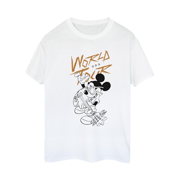 Disney Dam/Damer Mickey Mouse World Tour Line Bomull Boyfri White XXL