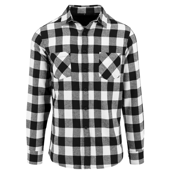 Bygg ditt varumärke Rutig flanellskjorta för män L Svart/Vit Black/White L