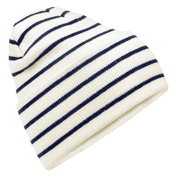 Beechfield Original Stripe Deep Cuffed Beanie One Size Soft Whi Soft White/French Navy One Size