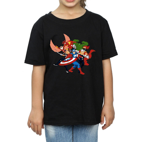 Marvel Girls Avengers Assemble Comic Team Bomull T-shirt 5-6 år Black 5-6 Years