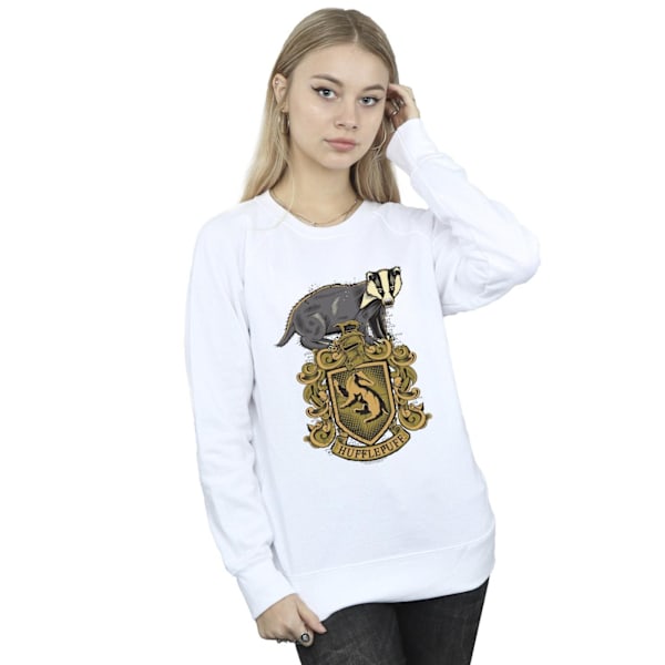 Harry Potter Dam/Kvinnor Hufflepuff Sketch Crest Sweatshirt M White M