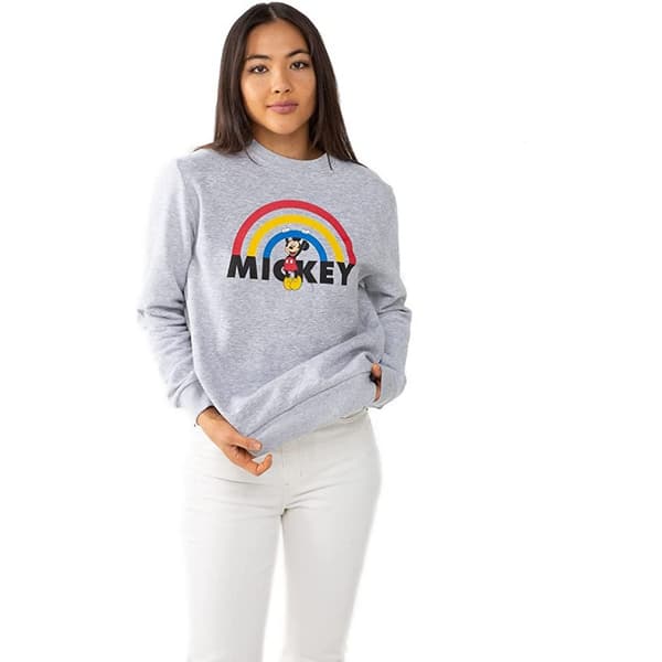Disney Dam/Kvinnor Mickey Mouse Regnbåge Sweatshirt M Grå/Svart Grey/Black M
