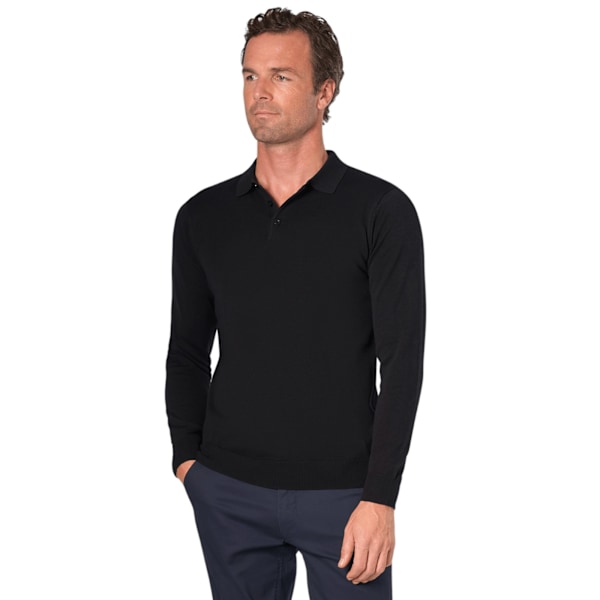 Brook Taverner Herr Casper Stickad Långärmad Poloskjorta S Svart Black S