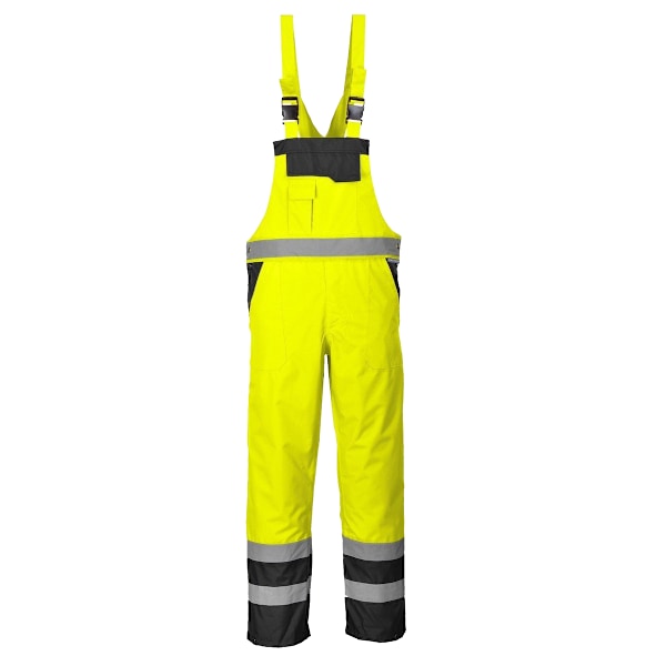 Portwest Unisex Kontrast Hi Vis Byxa Och Haklapp Overall - Ofodrad Yellow/ Navy S