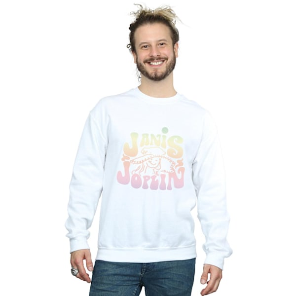 Janis Joplin Herr Pastell Logotyp Sweatshirt 3XL Vit White 3XL