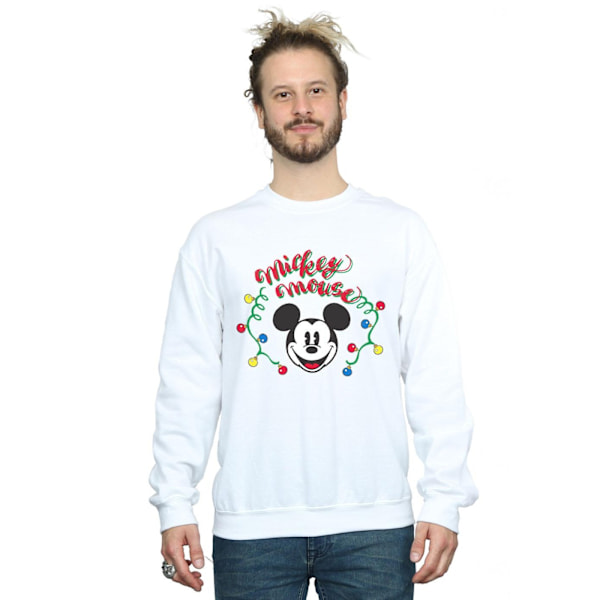 Disney Herr Mickey Mouse Julgransljus Sweatshirt 4XL W White 4XL