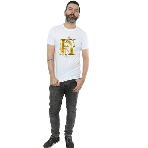 Harry Potter Hufflepuff Badger T-shirt för män, L, vit White L