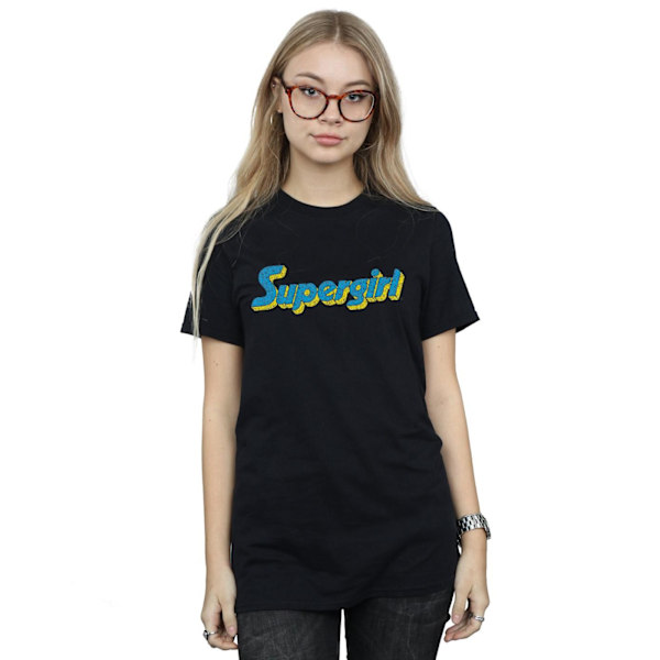 DC Comics Dam/Kvinnor Supergirl Crackle Logo Bomull Boyfriend Black 3XL