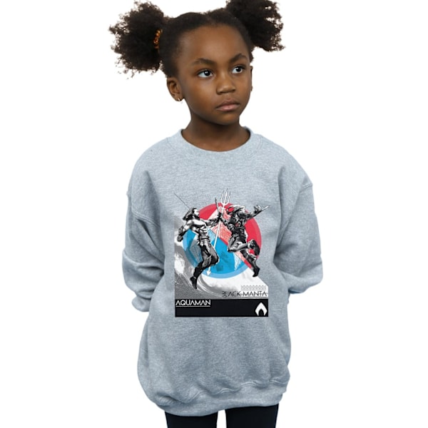 DC Comics Girls Aquaman Vs Black Manta Sweatshirt 5-6 år Spo Sports Grey 5-6 Years