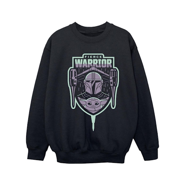 Star Wars Girls The Mandalorian Fierce Warrior Patch Sweatshirt Black 7-8 Years