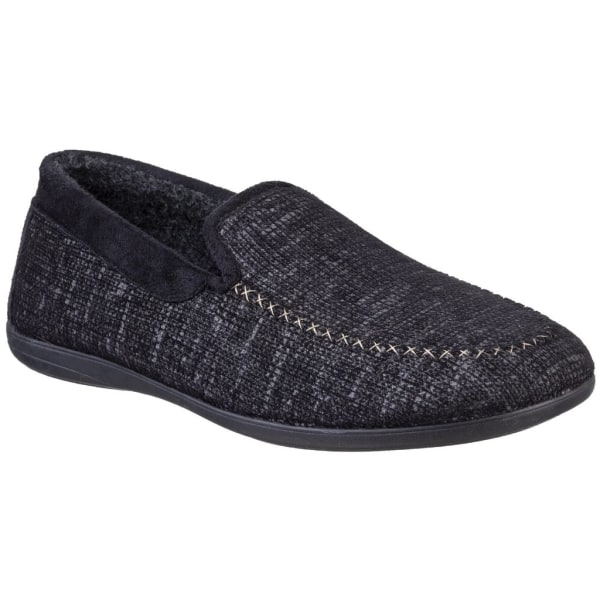 Cotswold Mens Stanley Moc Toe Full Slipper 11 UK Svart Black 11 UK