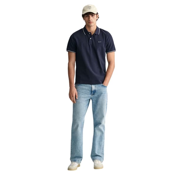 Gant Herr Broderad Pikétröja S Evening Blue Evening Blue S