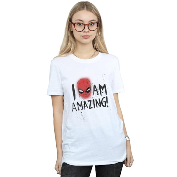 Marvel Womens/Ladies Spider-Man I Am Amazing Cotton Boyfriend T White 3XL