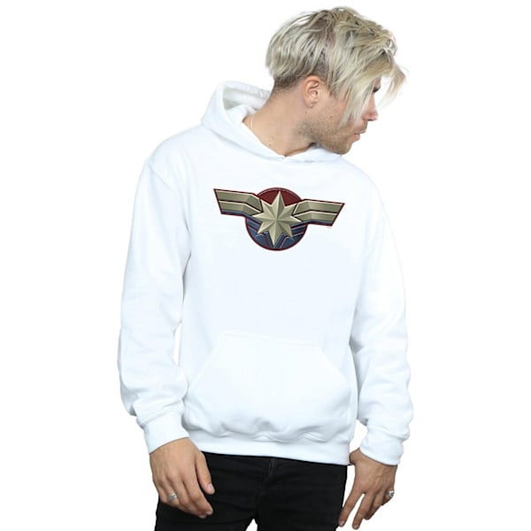 Marvel Herr Captain Marvel Bröst Emblem Hoodie M Vit White M