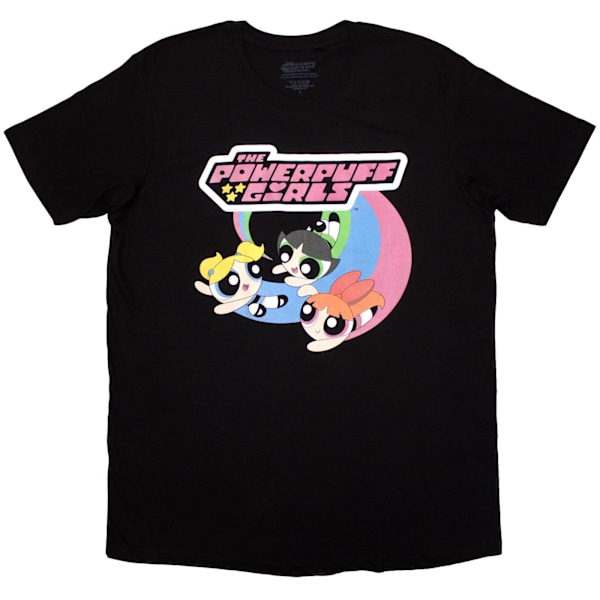 The Powerpuff Girls Unisex Vuxen Trio Flying Logo T-Shirt XXL B Black XXL