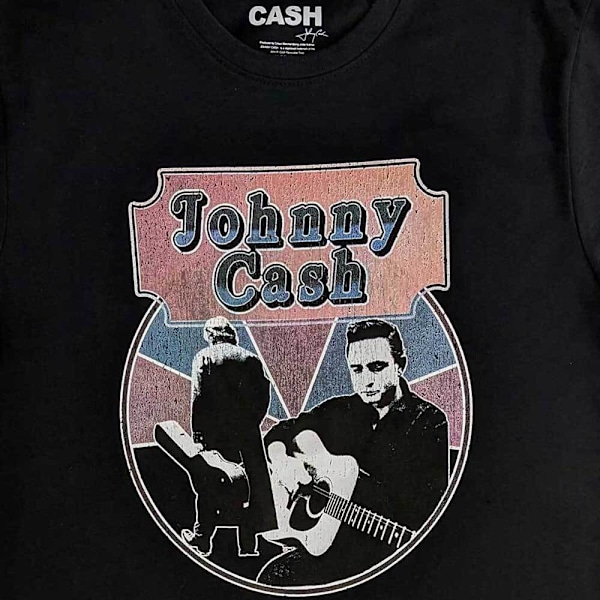 Johnny Cash Unisex Vuxen Walking Guitar & Front On T-Shirt S Bl Black S