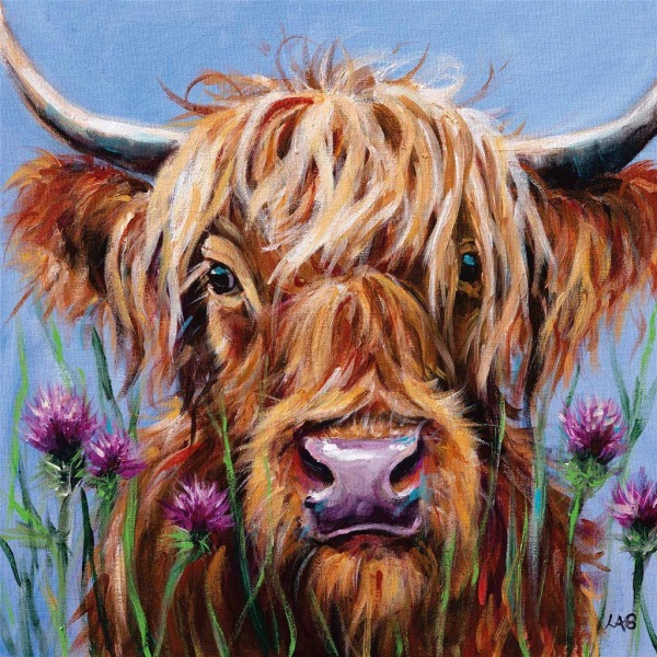 Louise Brown Highlander Canvas Print 60cm x 60cm Brun/Blå Brown/Blue 60cm x 60cm