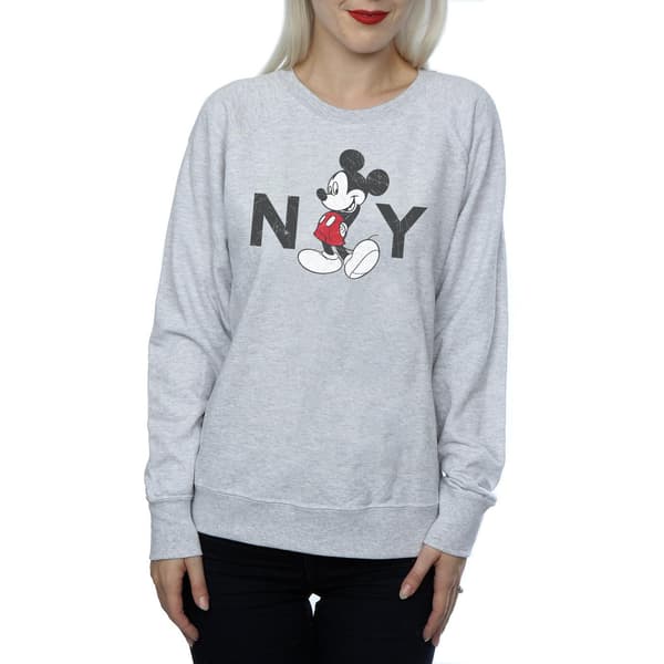 Disney Dam/Kvinnor Mickey Mouse NY Sweatshirt M Heather Grey Heather Grey M