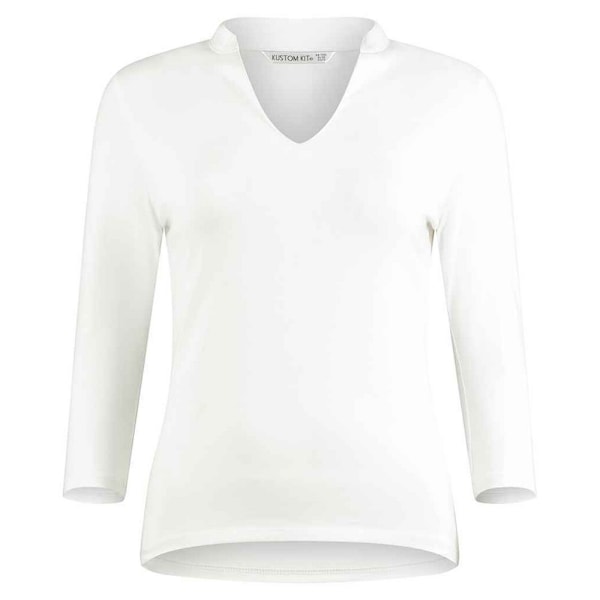 Kustom Kit Dam/Kvinnor Mandarin Krage 3/4 Ärm Topp 8 UK - White 8 UK - 10 UK