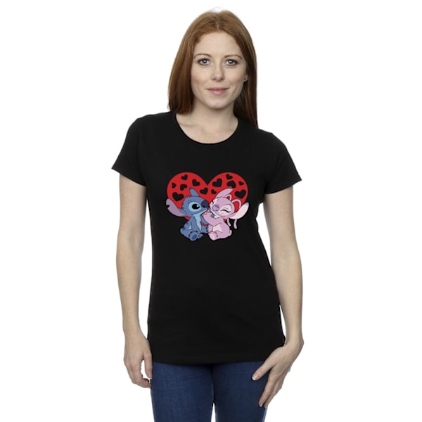 Disney Dam/Kvinnor Lilo & Stitch Hjärtan Bomull T-shirt S Svart Black S