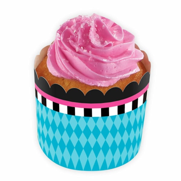 Amscan Pappers Scalloped Födelsedag Muffin och Cupcake Fodral (Förpackning Blue/White/Black One Size