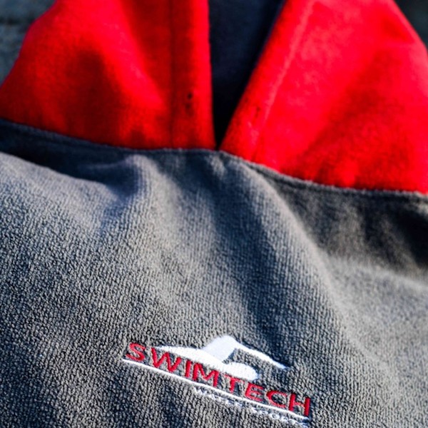 SwimTech Barn/Barn Microfiber Poncho En Storlek Grå/Röd Grey/Red One Size