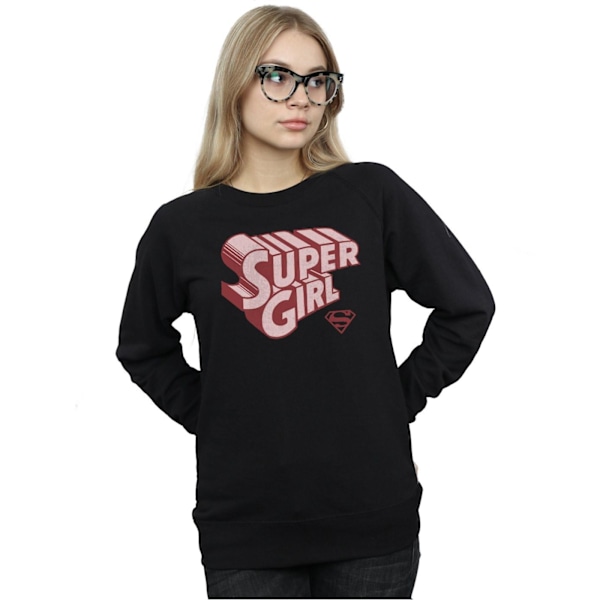 DC Comics Dam/Kvinnor Supergirl Retro Logo Sweatshirt L Svart Black L