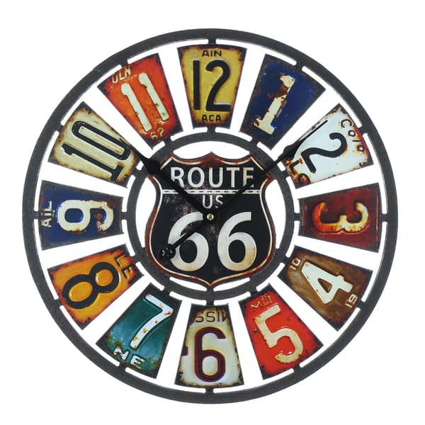 Hometime Väggklocka Route 66 USA Skyltar Arabisk 40cm One Size Gr Grey/Various One Size